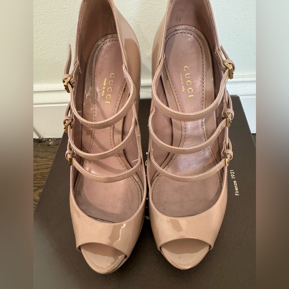 Pre owned Gucci Vernice Crystal DK Cipria Heels size 37.5 - Picture 4 of 12